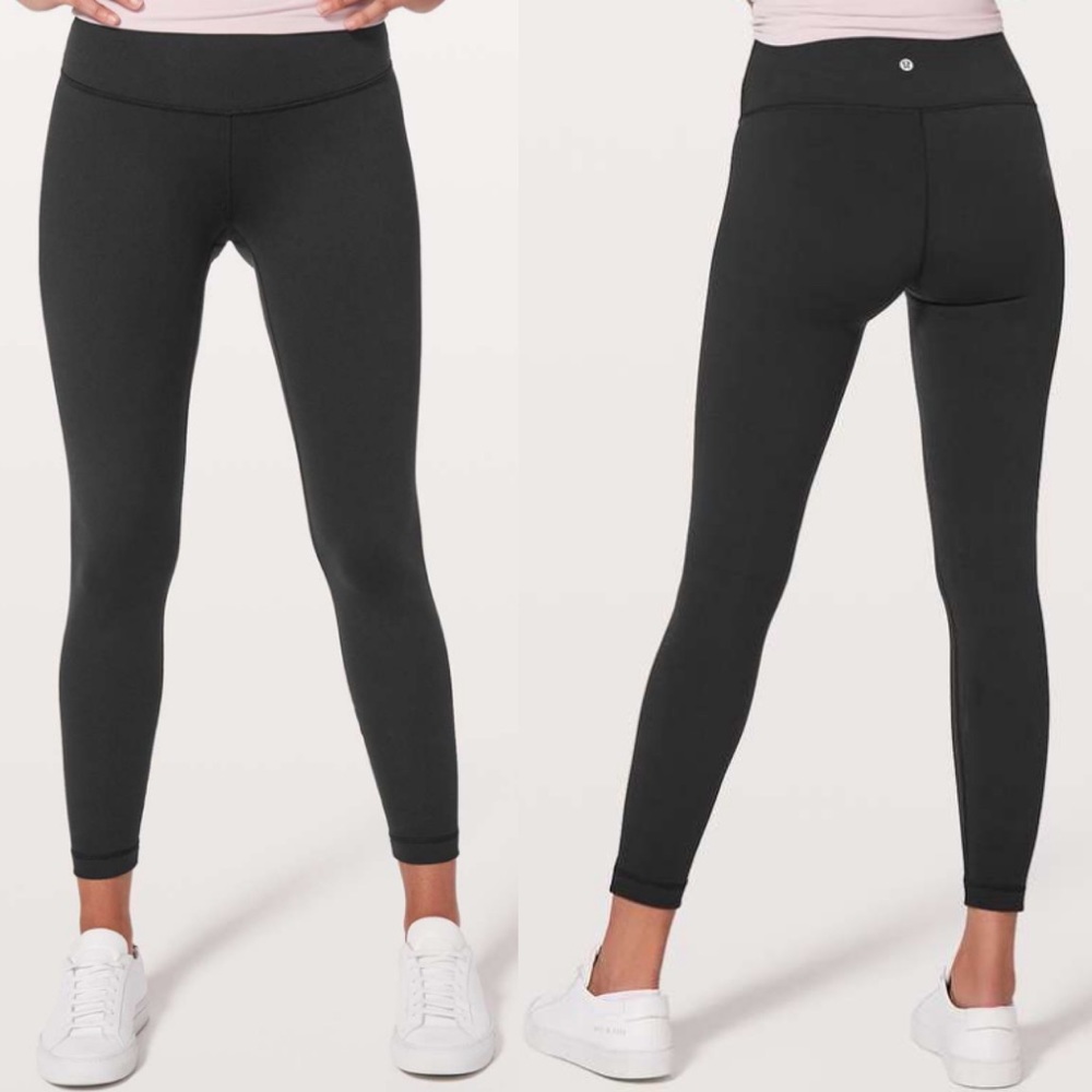 Lululemon Wunder Under Hi Rise 7/8 Tight Full On Luon 25" Inseam Black 2 W5BEIS
